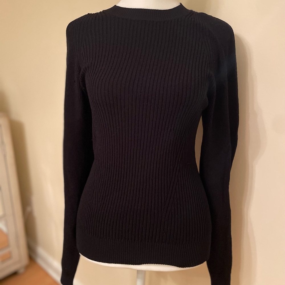 Cashmere Black Ribbed crew neck sweater sz medium